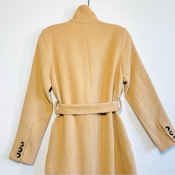 JustFab Camel Long Belted Full Length Trench Coat - Picture 6 of 7